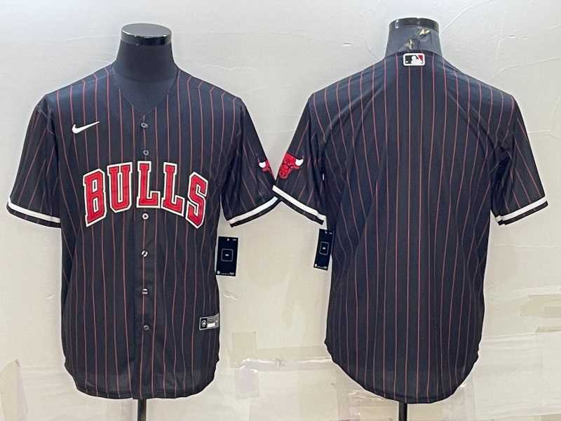 Men%27s Chicago Bulls Blank Black Cool Base Stitched Baseball Jersey->chicago bulls->NBA Jersey